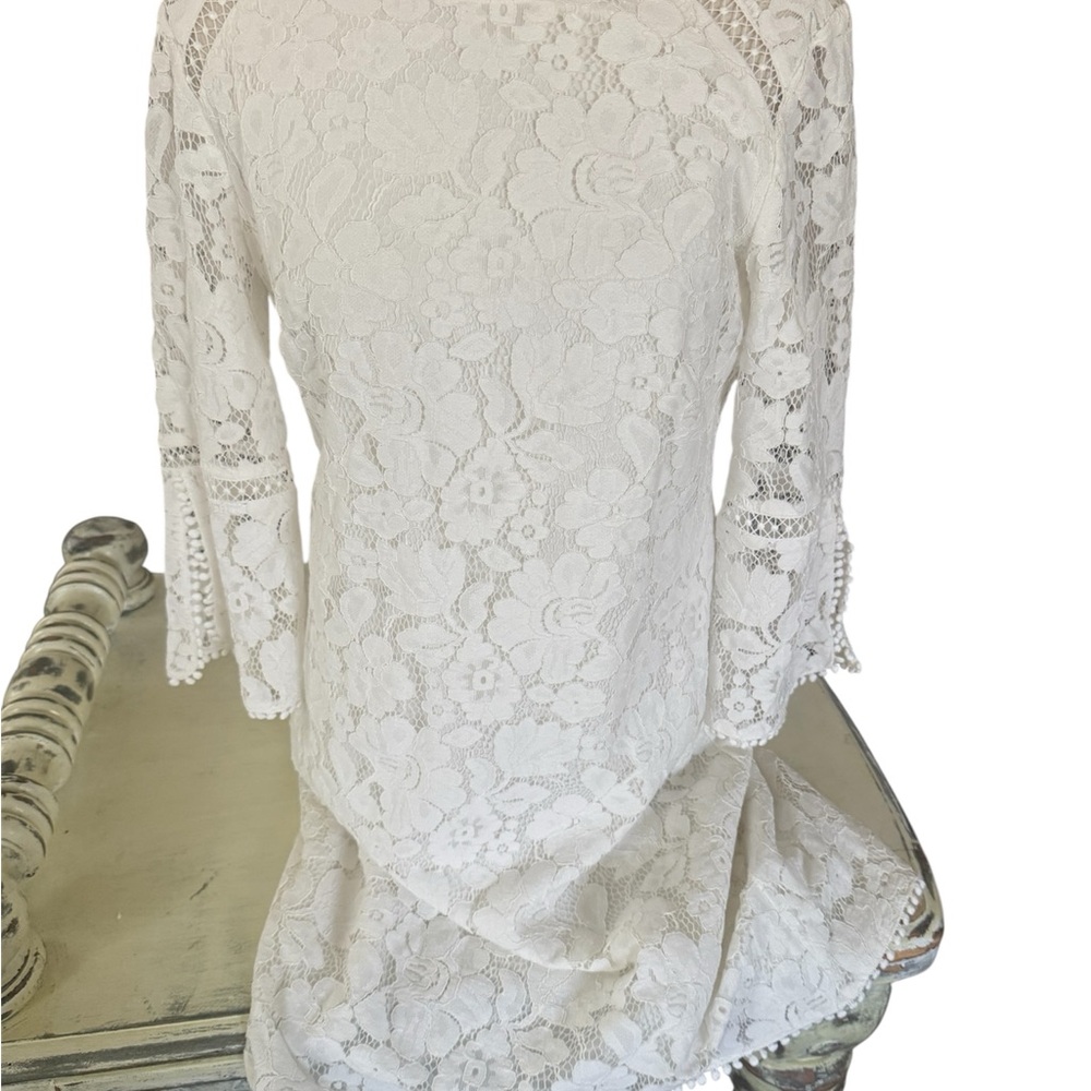 White Lace Dress Vince Camuto Size 10 Lined